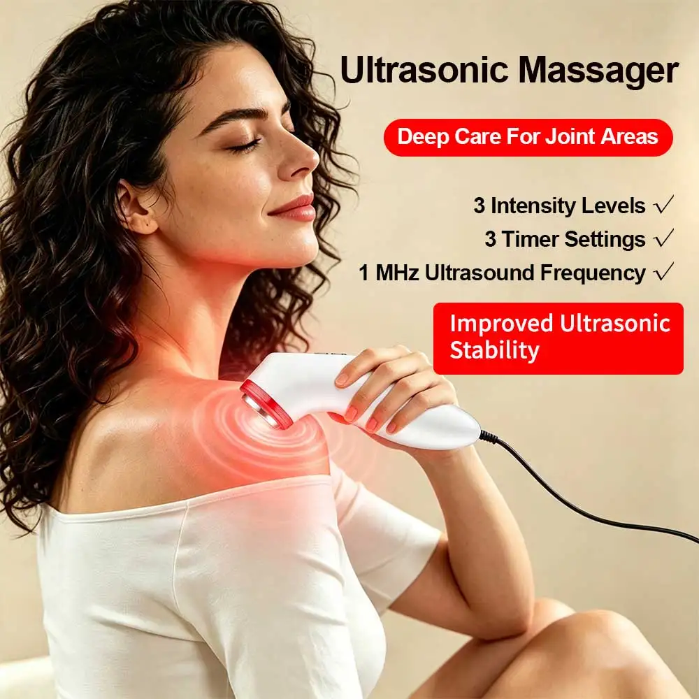 1MHz Ultrasonic Body Massager Handheld Ultrasound Massage Device Portable Electric Massager 3 Levels Neck Shoulder Back Leg Care