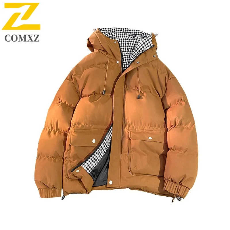 COMXZ Fake Two Piece Workwear Cotton Coat New Casual Thick Warm Hooded Padded Jacket waterproof outdoor lightweight windbreaker