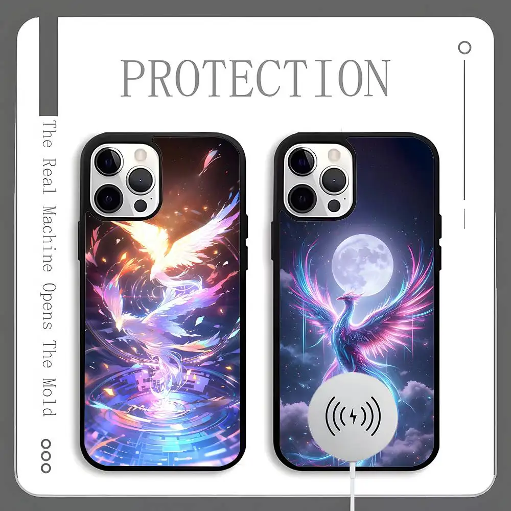 

Phoenix art Phone Case For Magnetic Wireless Charge Cover For iphone 16 15 14 13 12 11 Pro Max Plus Coque