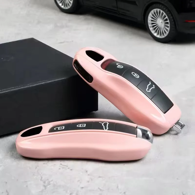 

Morandi Pink for Porsche Panamera Cayenne 971 911 9YA Macan Boxste 3 4 Button Remote Car Key Case Cover Fob Holder Accessories