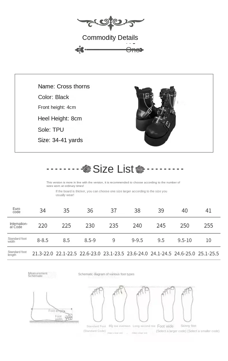 Dophee Original Platform Punk Women Ankle Boots Autumn Winter Subculture Spice Girls Cross Chain Round Toe Black Knight Boots