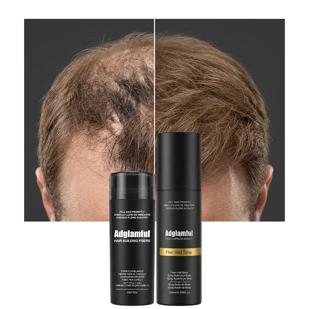 30g Hair Building Fibers & 120ml Fiber Hold Spray Set Instant Natural Hair Concealer for Men Women
