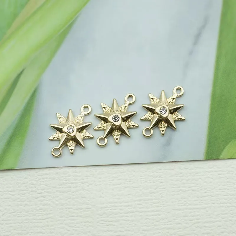 10PCS Factory-produced In Stock Snowflake Hexagram Connector DIY Alloy Accessory Semi-finished Material Jewelry Wholesale