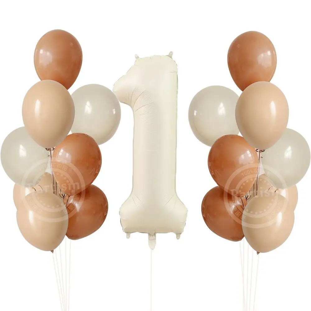 

1set 32/40inch Creamy Color Number Balloon with Vintage Latex Balloons for Adult 30 40 50 60 Happy Birthday Kids Party Decor