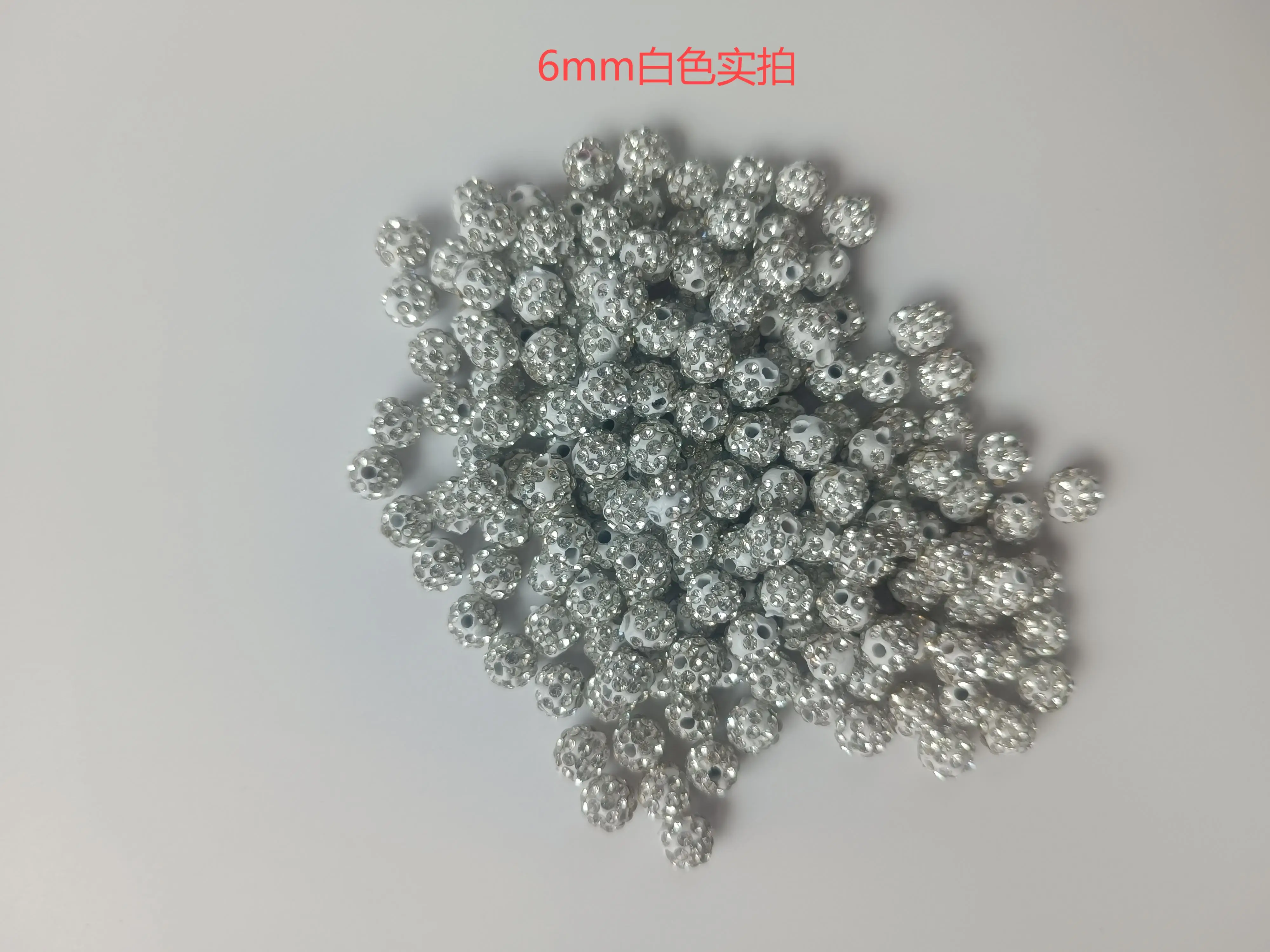 50pcs 4 6 8 10 12mm white Rhinestone Ball Beads Clay Paved Crystal Disco Spacer Beads For DIY Jewelry Making Necklace gh4s