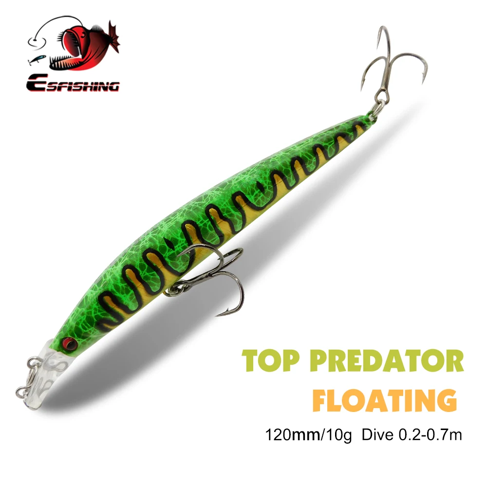 ESFISHING Fishing Lures Floating Minnow Sharp Shovel 120mm10g Dive 0.2-07m Leurre Soupl Baits Two Depth for Choosing Top Water