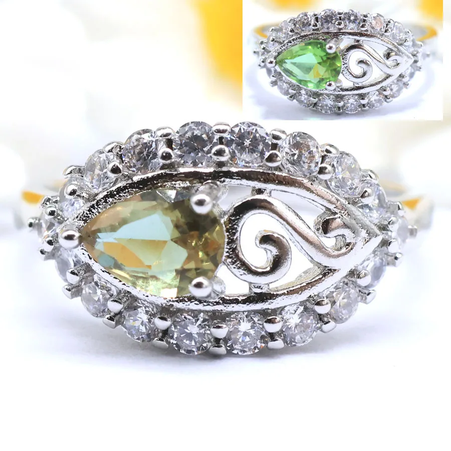 19x11mm Classic Color Changing Zultanite Color Changing Alexandrite Topaz CZ Women Silver Rings
