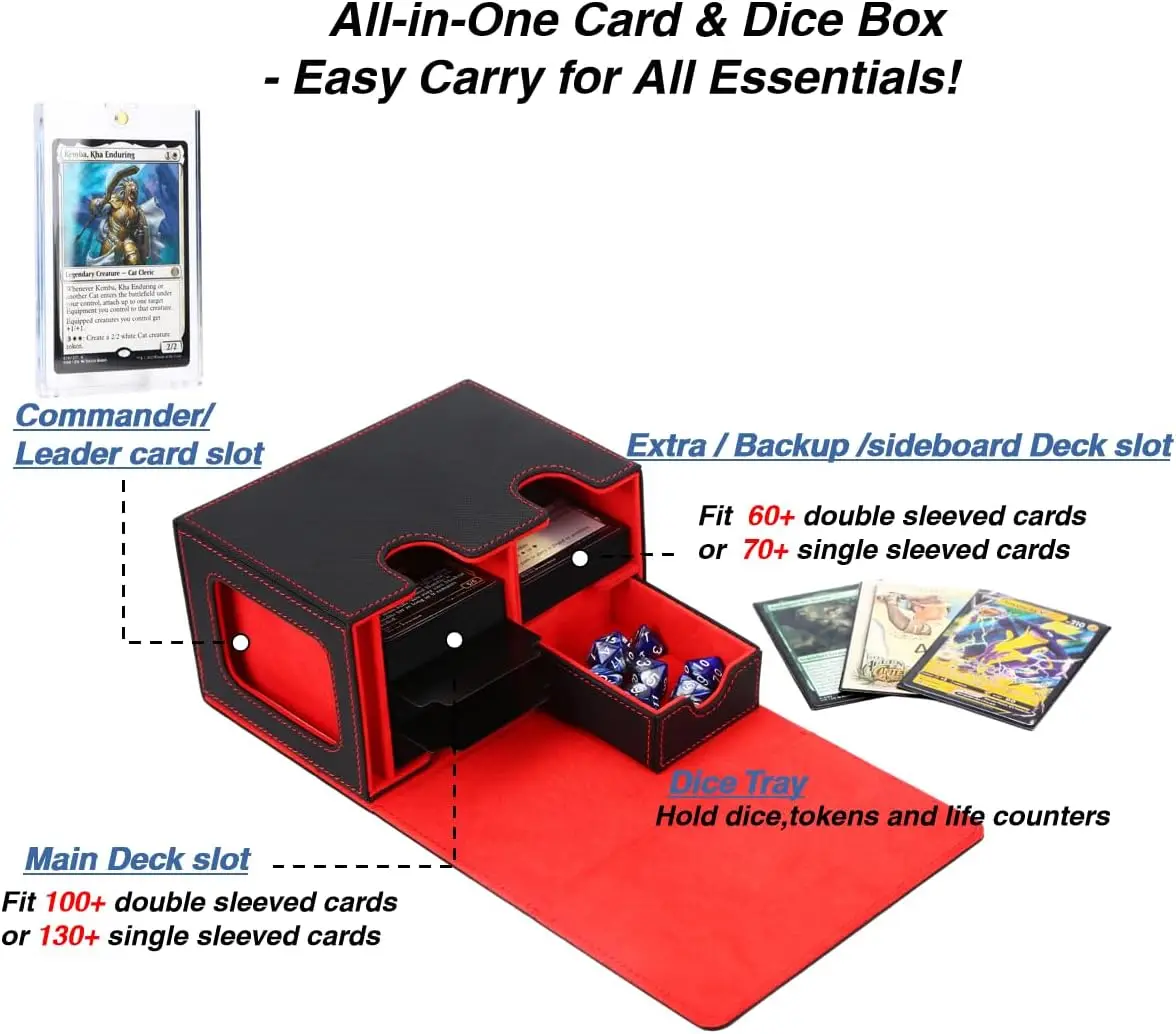 

Window 200+PU Leather Magnet Card Storage Box TCG Board Game Magic Commander Card Collection Display Card Box
