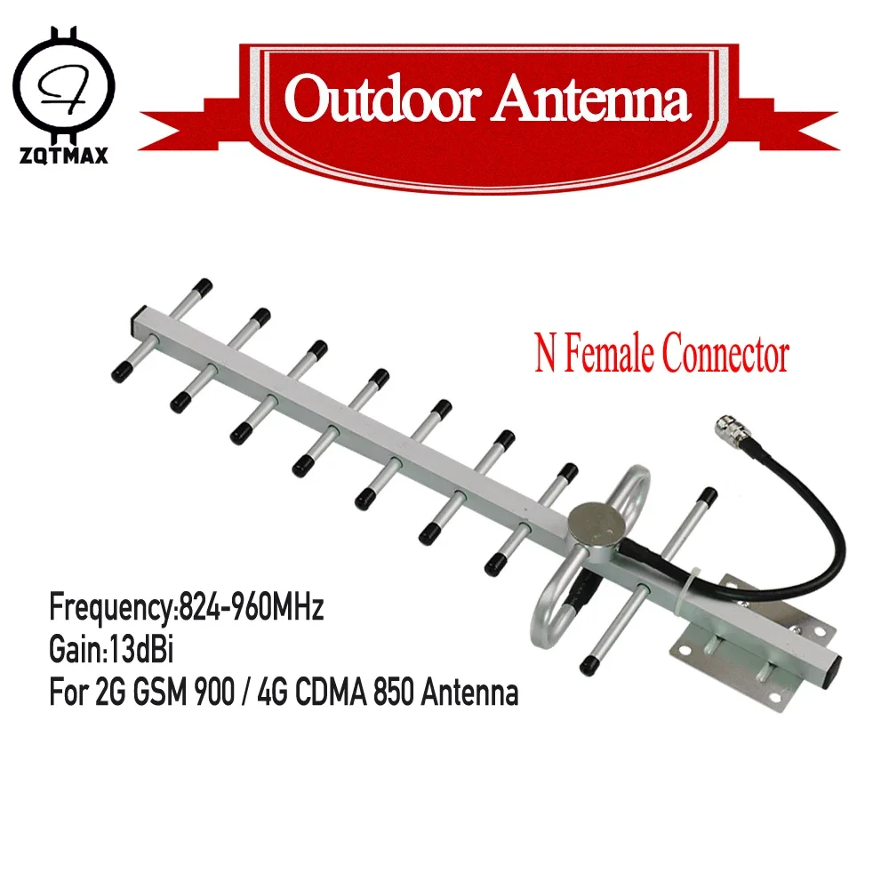 ZQTMAX 50cm 13dbi antena Yagi 9 jednostka 806-960MHz komunikacja 2G 4G Repeater GSM CDMA wzmacniacz sygnału 850 900 zespół N kobieta