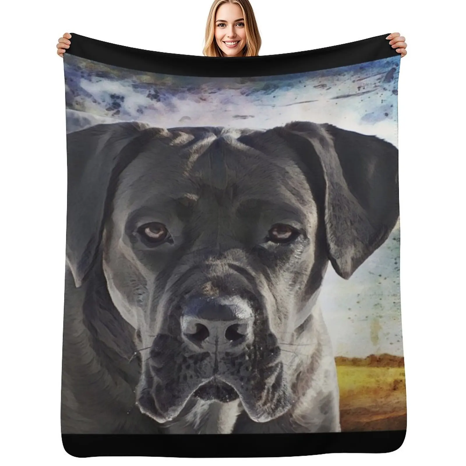 Cane Corso With Floppy Ears Throw Blanket Shaggy Hairys Softest for babies Decorative Beds cosplay anime Blankets