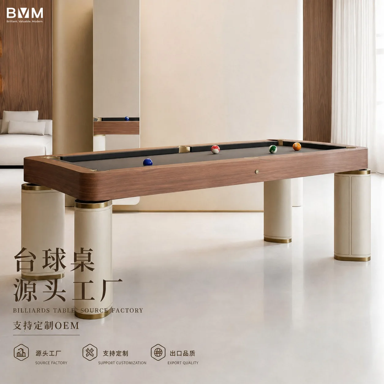 Luxury Solid Wood Pool Table, 2 in 1 Dining Table, Designer Home Furniture, Billiard Table for Mansion, Elegant Italian Style