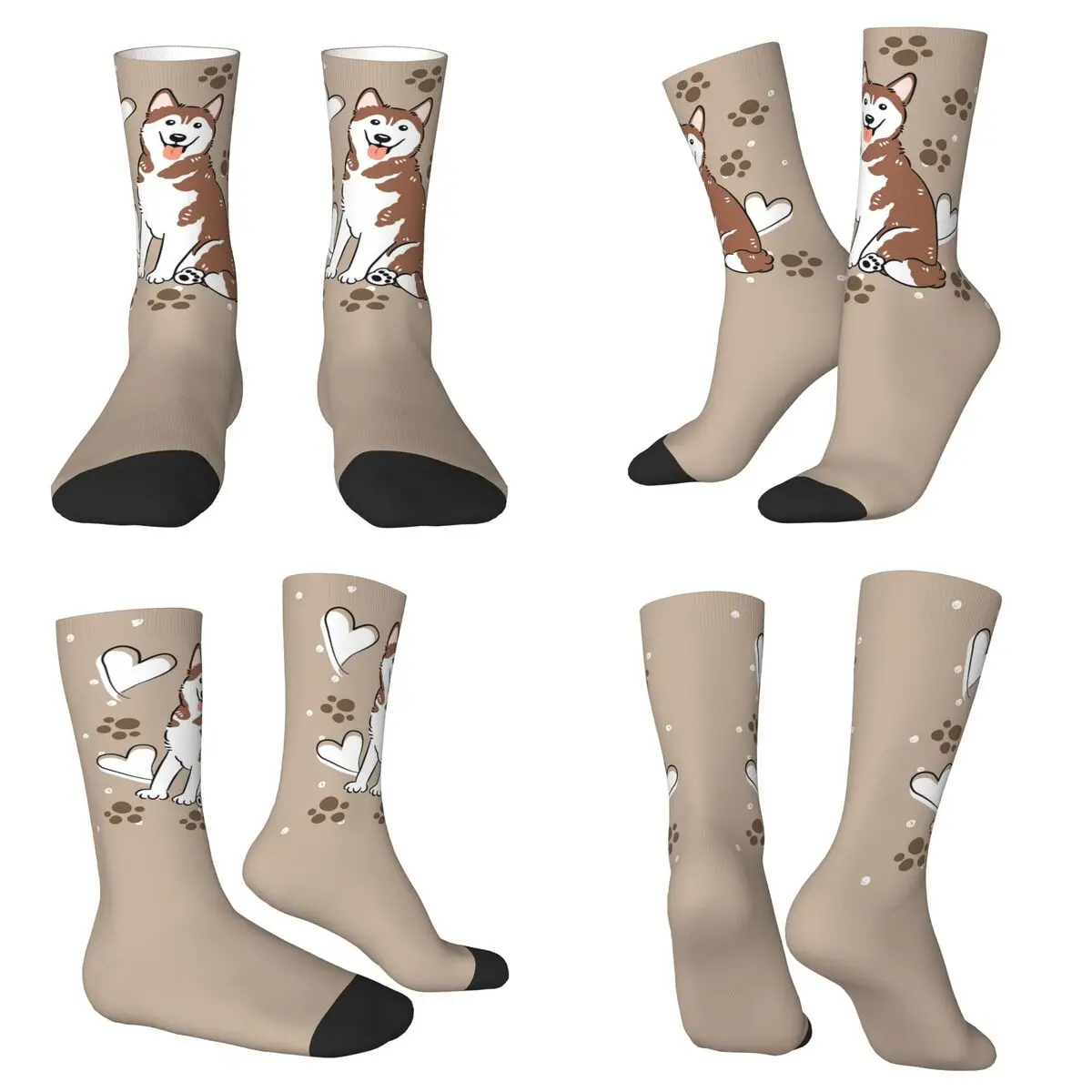 

Носки Love Red White Siberian Husky Dog 2, супер мягкие чулки в стиле Харадзюку, всесезонные длинные носки, аксессуары для подарка на день рождения