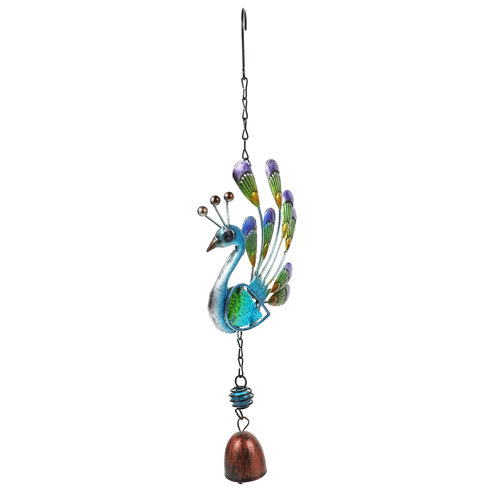 1Pcs Peafowl Wind Chime Creative Iron Art Color Painted Aeolian Bell Outdoor Garden Hanging Ornament Peafowl Wind Chime