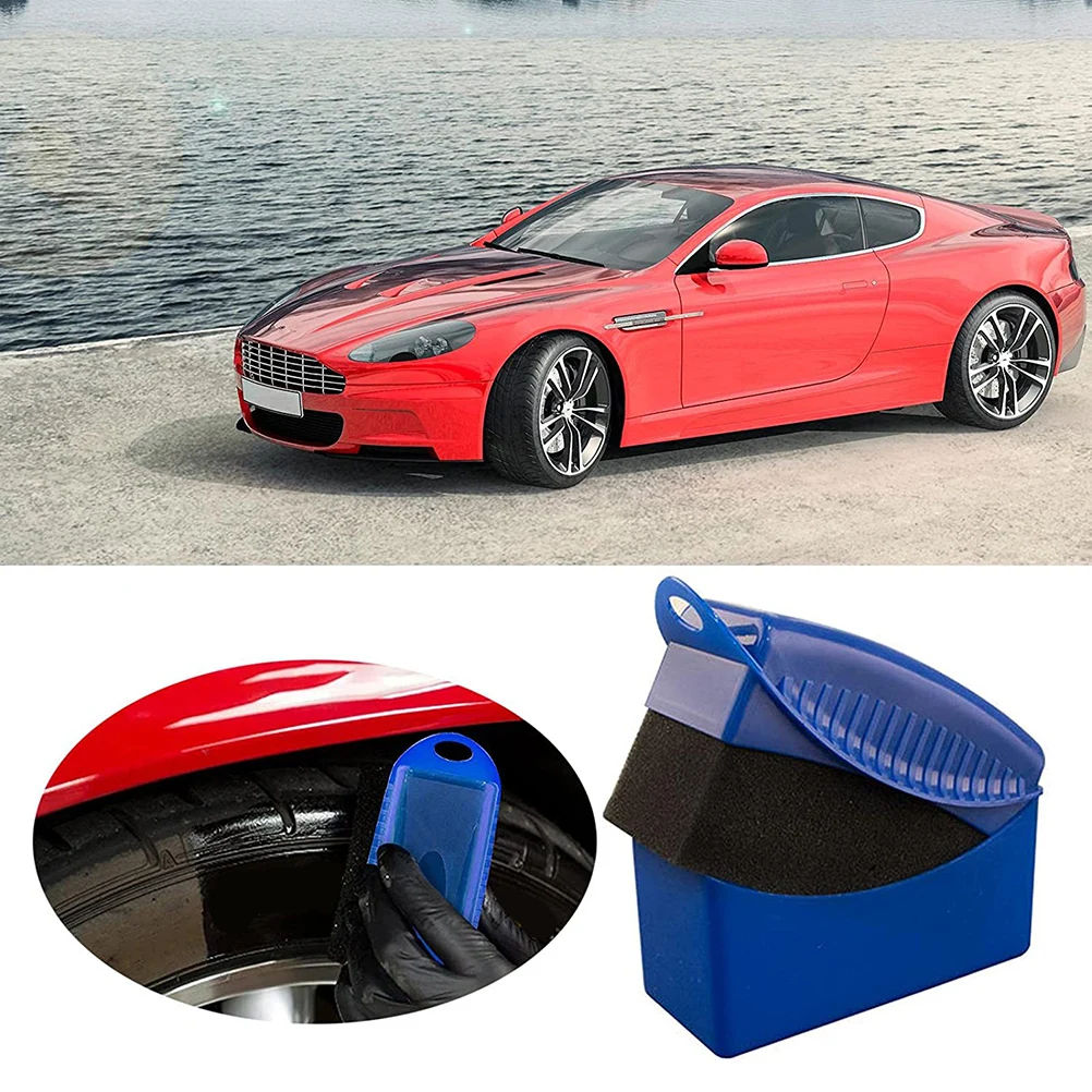 Tyre Care Sponge Car Wheel Polishing Waxing Sponge Brush With Cover Tire Contour Applicator Pads For Applying Tyre Gel Dressings
