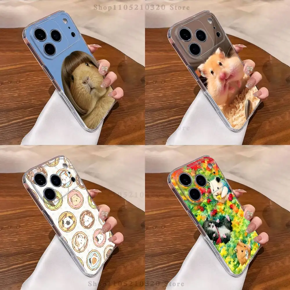 Cute M-Mouse Rat Hamster Phone Case For iPhone 15 17 12 14 13 16 11 E Max Plus Air Pro Mini DIY Clear Silicone Shell