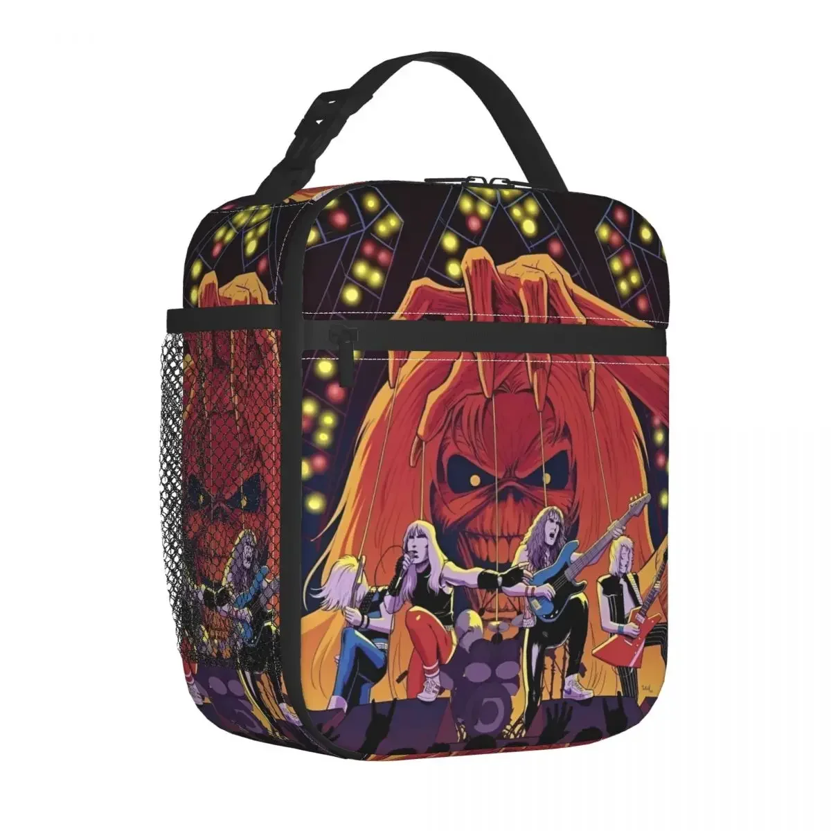 

Сумка для обеда Iron Metal Rock Band, портативная изолированная сумка для обеда, термосумка для детей, школьная сумка-холодильник, ретро-термосумка из оксфордской ткани M-Maidens