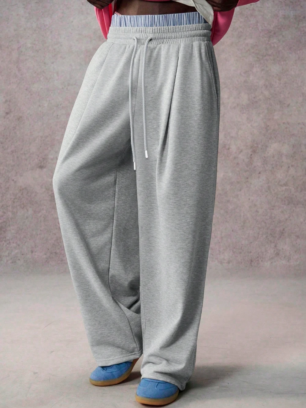 

Men's Casual Drawstring Pocket Loose Fit Sweatpants, Wide Leg Sweatpants, Plus Size Sweatpants, Drawstring Loose Fit Sweatpants