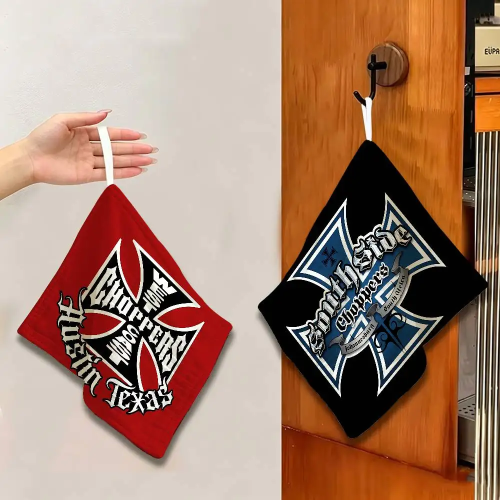 W-West Coast Choppers Polyester Cotton Hanging Hand Towel, Super Absorbent Hand Wiping Towel for Daily Household Use