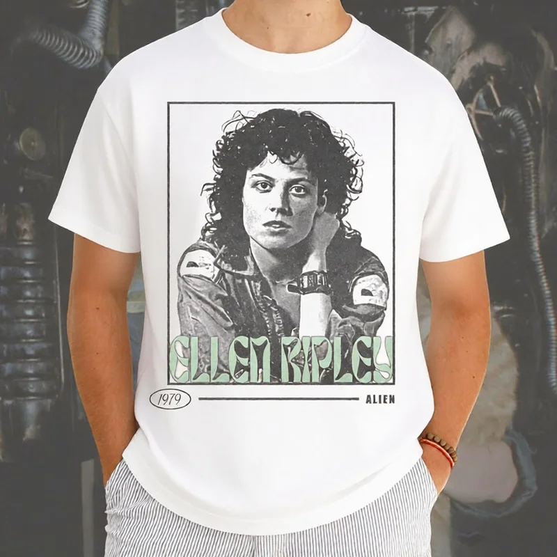 Alien Movie Shirt 1979 Ellen Ripley Graphic T-Shirt Retro Sci-Fi Horror Xenomorph Unisex Vintage Style Short-Sleeve Tee S-6XL