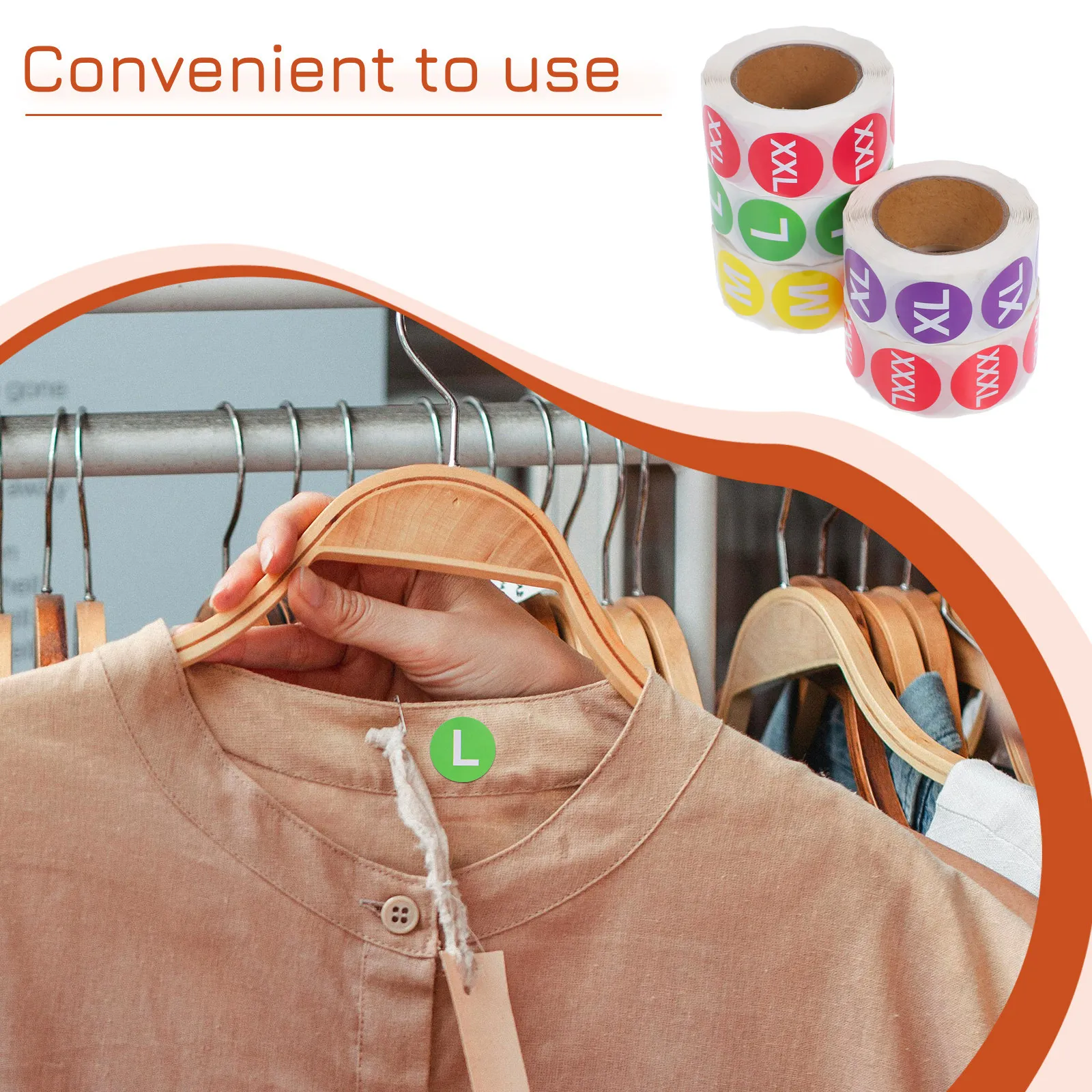 

5 Rolls Round Size Stickers for Clothes Color-Coded Label Decals Strong Adhesion Ideal for Shirts Tops Inventory Management