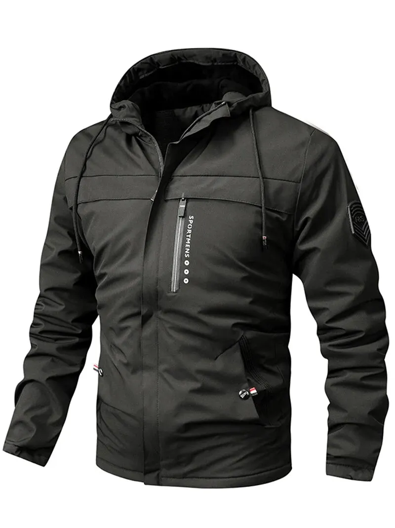 

Men's Hooded Padded Thin Jacket, Men Casual Coat Windbreaker With Pocket For Spring and Autumn
