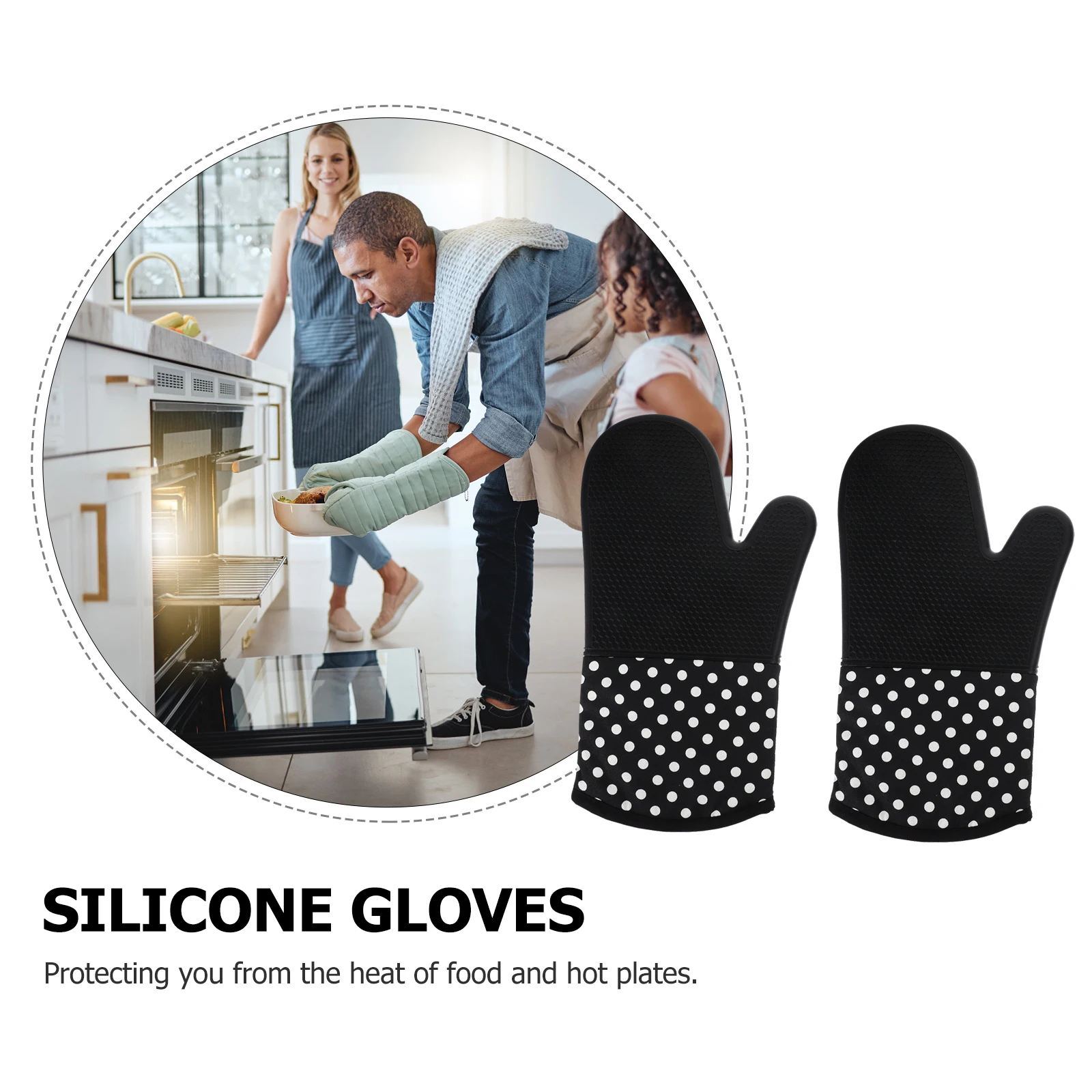 

2 PCS Micro-wave Oven Insulation Gloves Mitts Heat Resistant Silica Gel Cooking