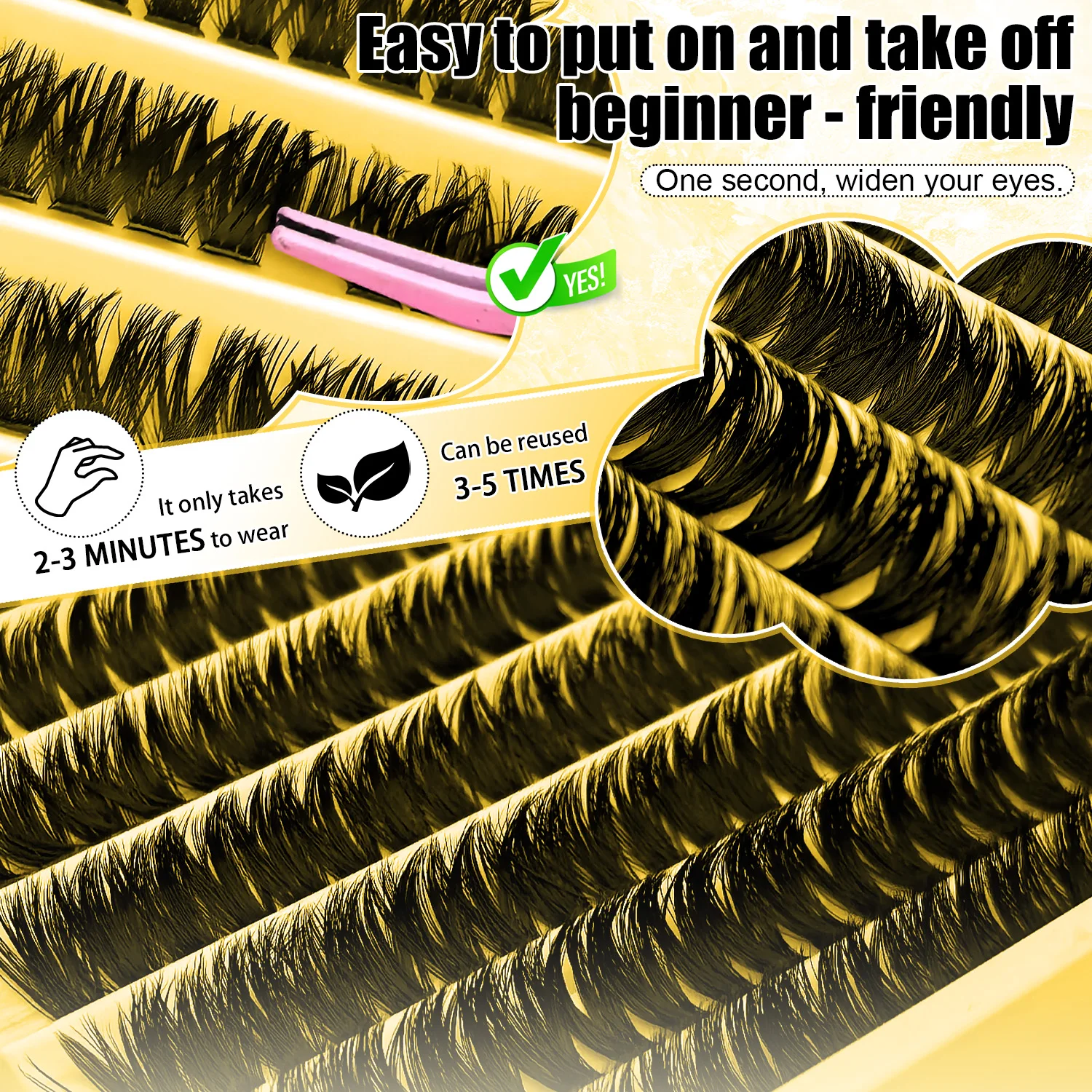 DIY Lash Clusters Kit - 30D/40D/80D/100D Mix 8-16mm D Curl Individual Lashes, Natural Volume False Eyelashes for Beginners - view 5