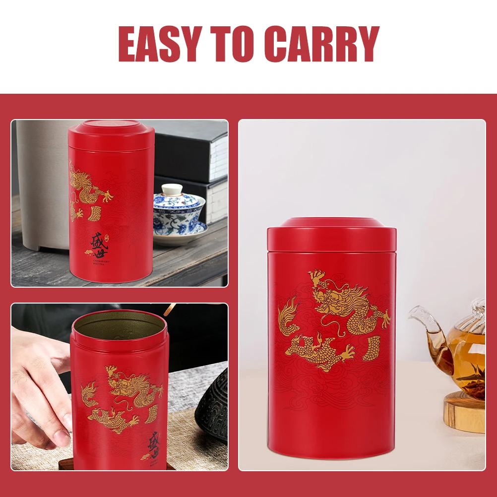 

5pcs Iron Box Airtight Container Red Prosperity Canister For Tea Bags Tea Coffee Sugar Storage Kitchen