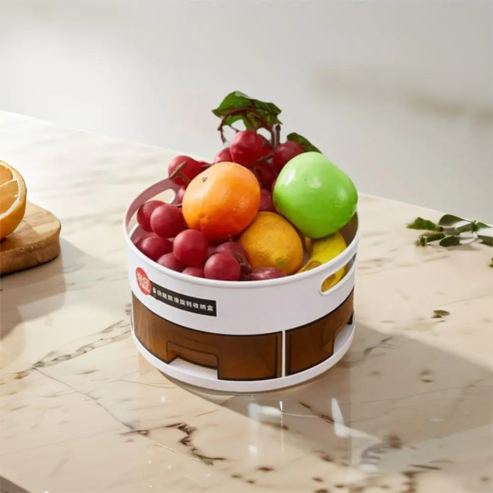 

Multi-Cell Double Spice Tray Round Non-Slip Rotatable Seasoning Holder Plastic Large Capacity Spice Storage Rack for Home
