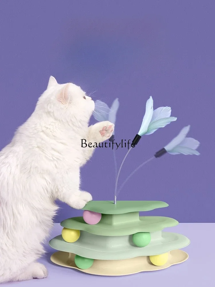 

Cat Toy Feather Multi-Layer Turntable Self-Hi Relieving Stuffy Pet Supplies