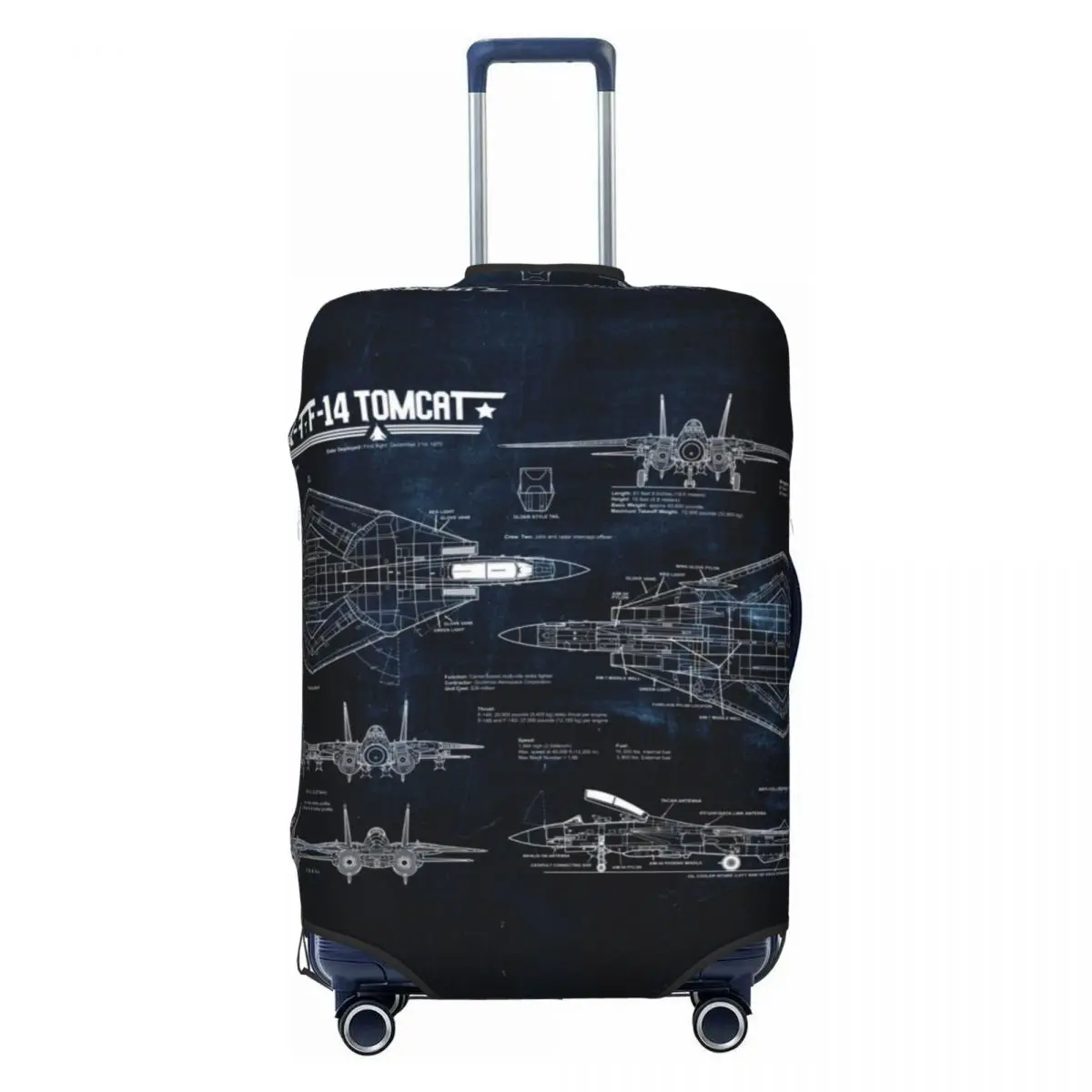 Tomcat-funda elástica para maleta, protector de equipaje para viaje de crucero, regalo de Navidad, F-14, Blueprint, USAF