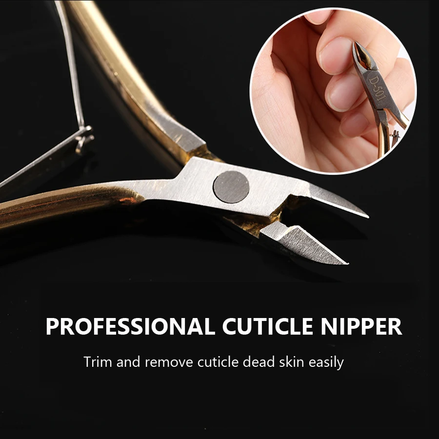 Stainless Steel Golden Cuticle Clippers and Dead Skin Remover, Nail Nippers for Manicure and Pedicure