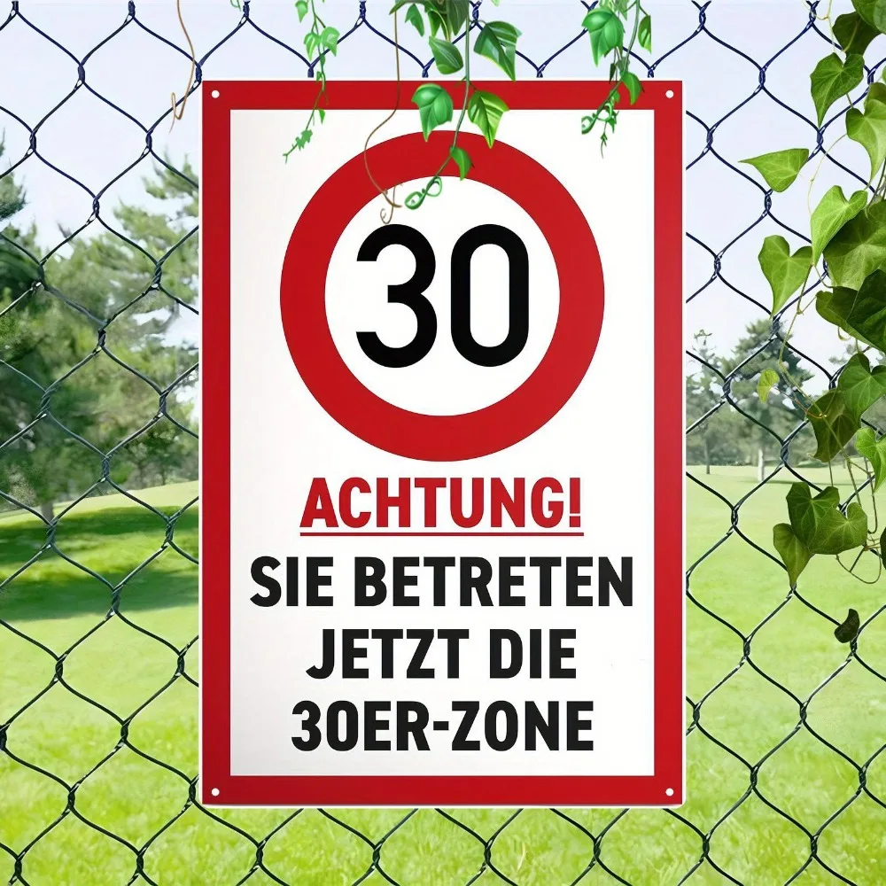 30 Zone German Metall-Wandschild, Dekoration zum 30. Geburtstag, 20,3 x 30,5 cm, Retro-Aluminium-Plakette für Männer und Frauen