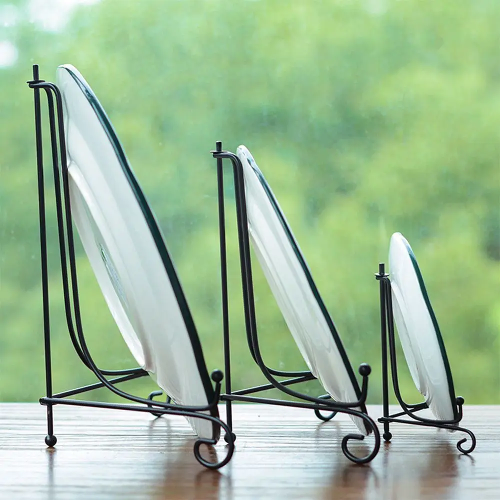 Art Book Holder Bowl Picture Frame Black Iron Easel Display Stand Plate Rack