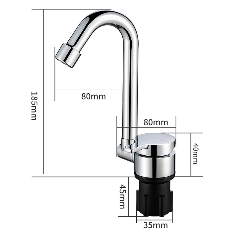 RV Accessories RV Interior Faucet Single-Handle Cold Hot Water Rotatable Folding Valve Single Hole Polished Kitchen Use