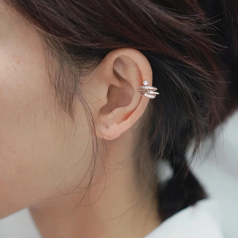 Trendy Simple Metal Zircon Flower Ear Cuff Clip on Earrings for Women No Pierced Crystal Star Earcuff Ear Wrap Clips Jewelry