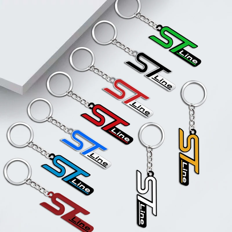 3D Car Keychain ST Logo Key Chain Key Ring for Ford ST LINE FIESTA FOCUS MONDEO Shelby Edge Ecosport Kuga Mustang Car Styling