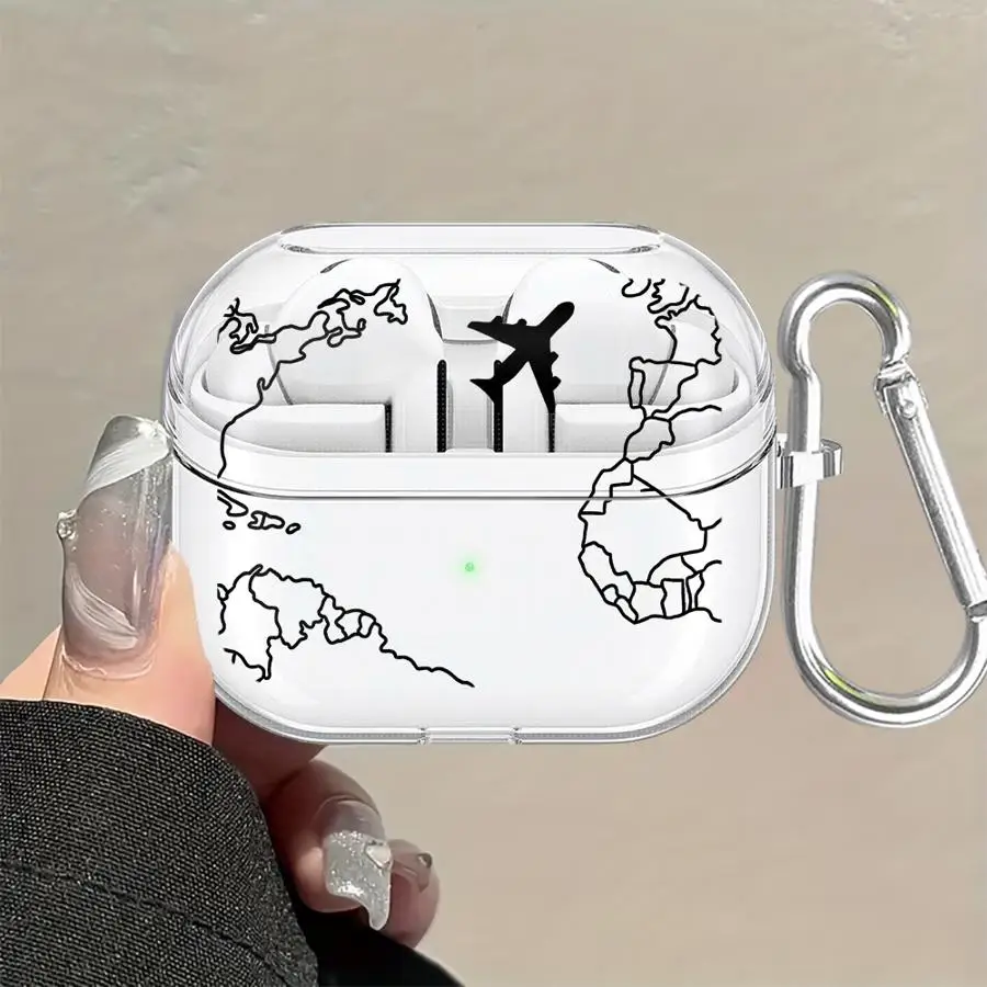 Transparente Kopfhörer-Schutzhüllen für Samsung Galaxy Buds 3 FE Live 3Pro 4Pro 2 4 Pro World Travel Routes