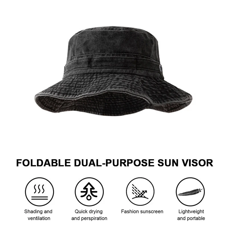 Fashion Women Men Solid Vintag Bucket Hat Panama Fisherman Cap Hat for Fishing Riding Climbing Picnic