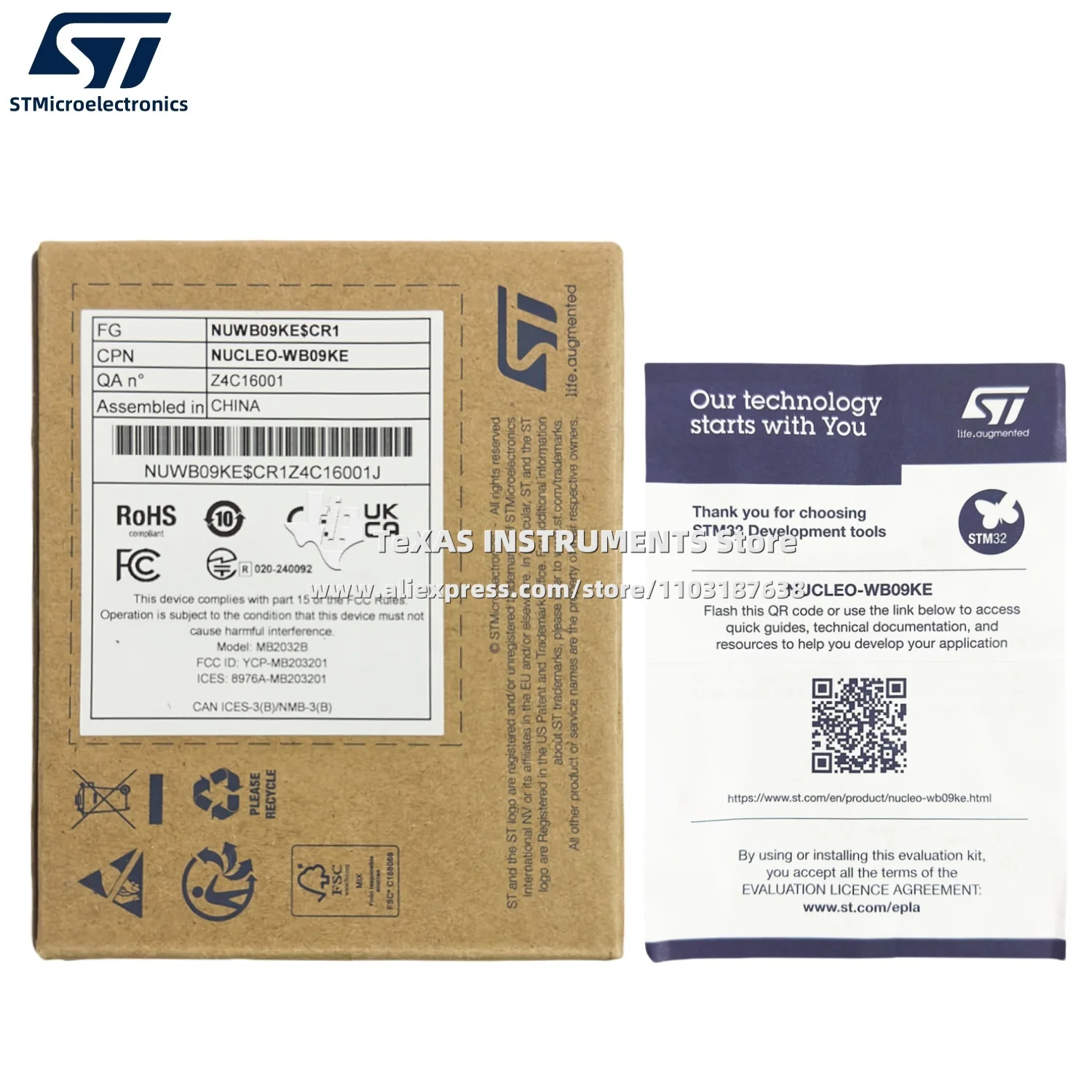 【TI الرسمي】لوحة تطوير NUCLEO-WB09KE STM32 Nucleo-64 مع STM32WB09KE MCU وSMPS، تدعم Arduino وST morpho