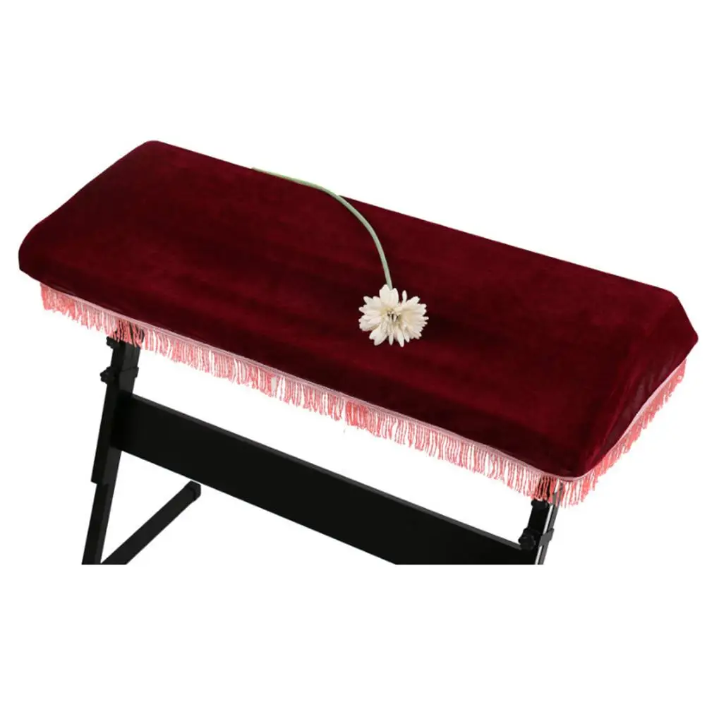 

1PC Electronic Piano Dust Cover 61 Key Drawstring Protective Cloth Red Random Tassels DustProof StainResistant