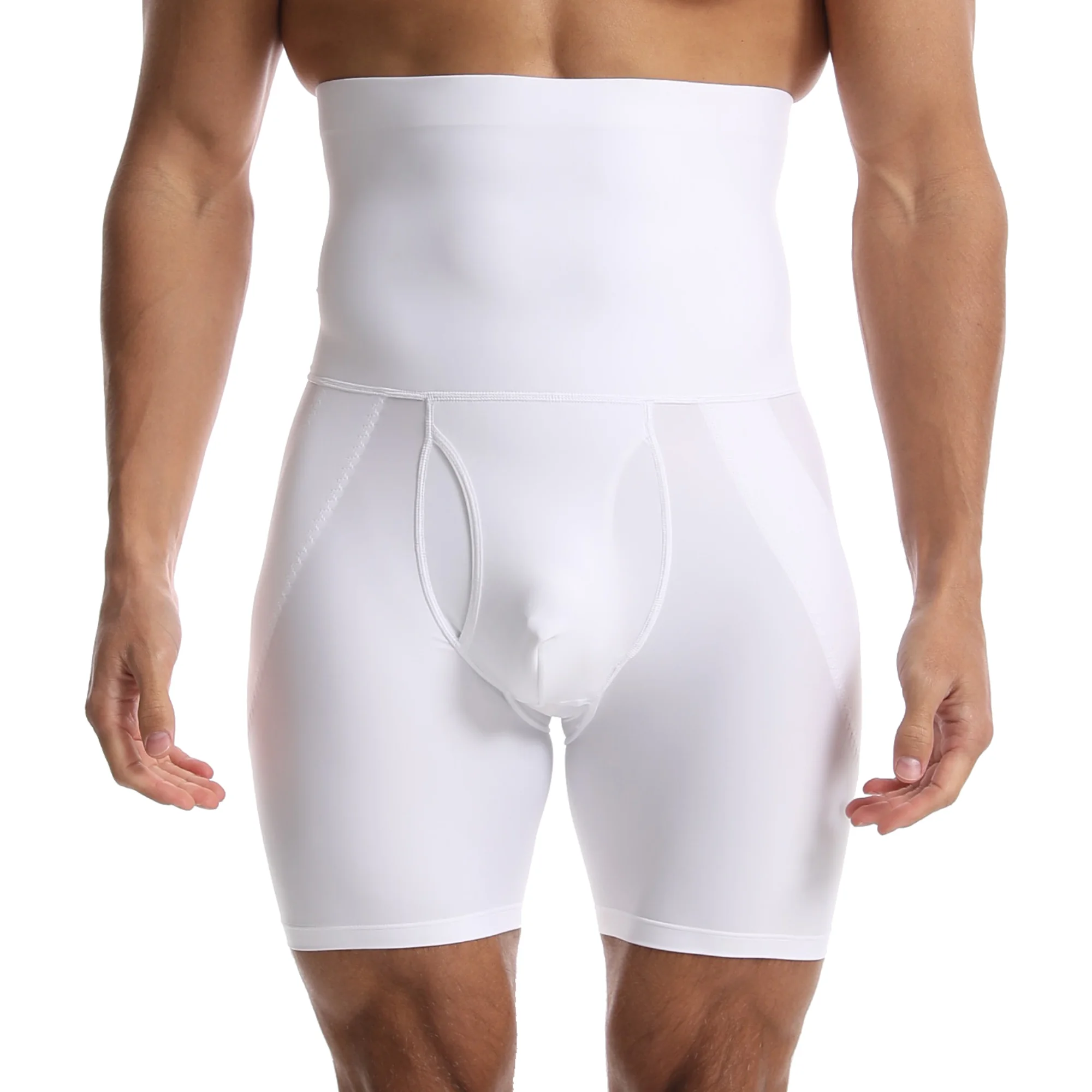Men's High Waisted Hip Control Shapewear Boxer Briefs Tight Compression Shaping Shorts For Fitness Daily Casual