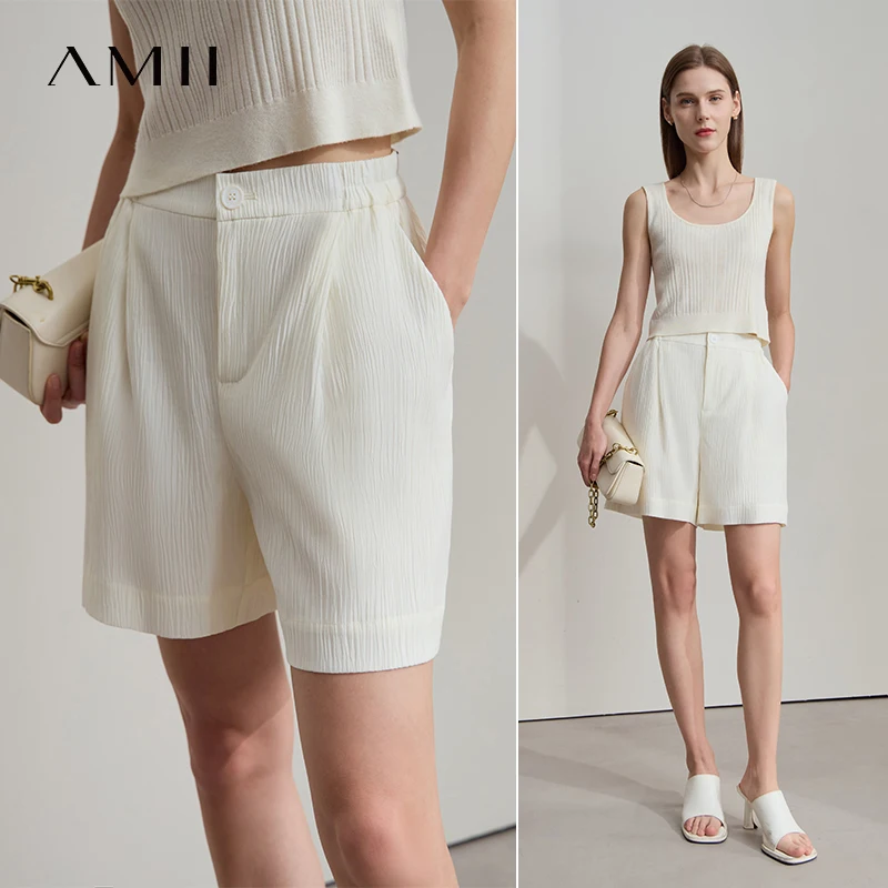 AMII Minimalist Office Lady Blazer Shorts Woman Summer 2025 Solid Loose Casual Short Pants Female New Fashion Clothing 12542174