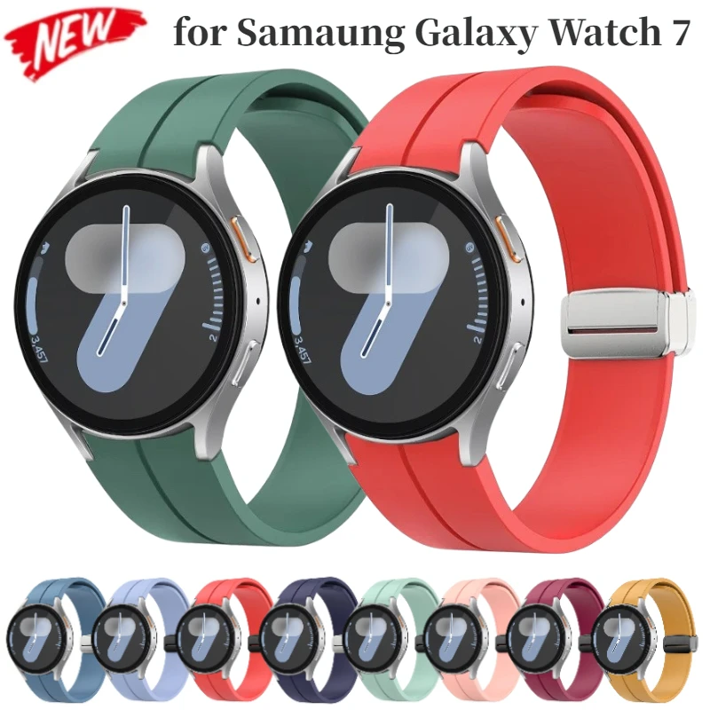 Bracelet magnétique en silicone pour Samsung Galaxy Watch 7 6 5 4 40mm 44mm 5Pro 45mm, bracelet pour Galaxy Watch 6 4Classic 43mm 47mm
