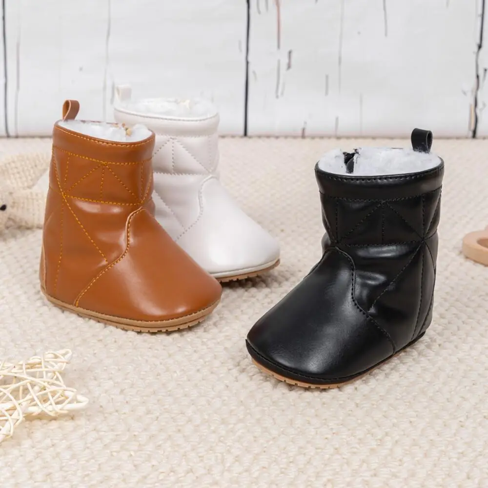 Meckior Newborn baby boots plush winter thick bottom warm socks boots soft bottom comfortable anti-slip boots toddler snow boots