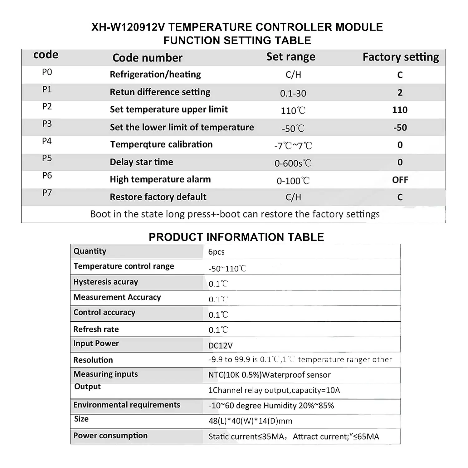 2 قطعة XH-W1209 12 فولت تيار مستمر LED عرض وحدة ترموستات رقمية مع غطاء مقاوم للماء