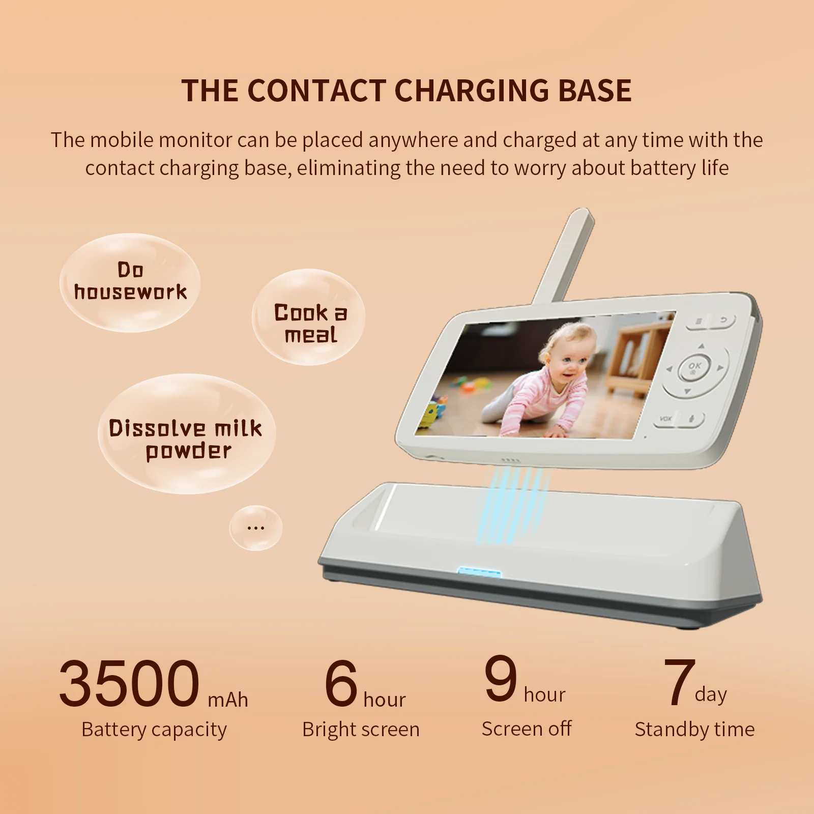 5Inch 2MP 1080P Wireless PTZ Remote Control Temperature Display Baby Monitor Cry Detection   Intercom Video Camera Babysistter