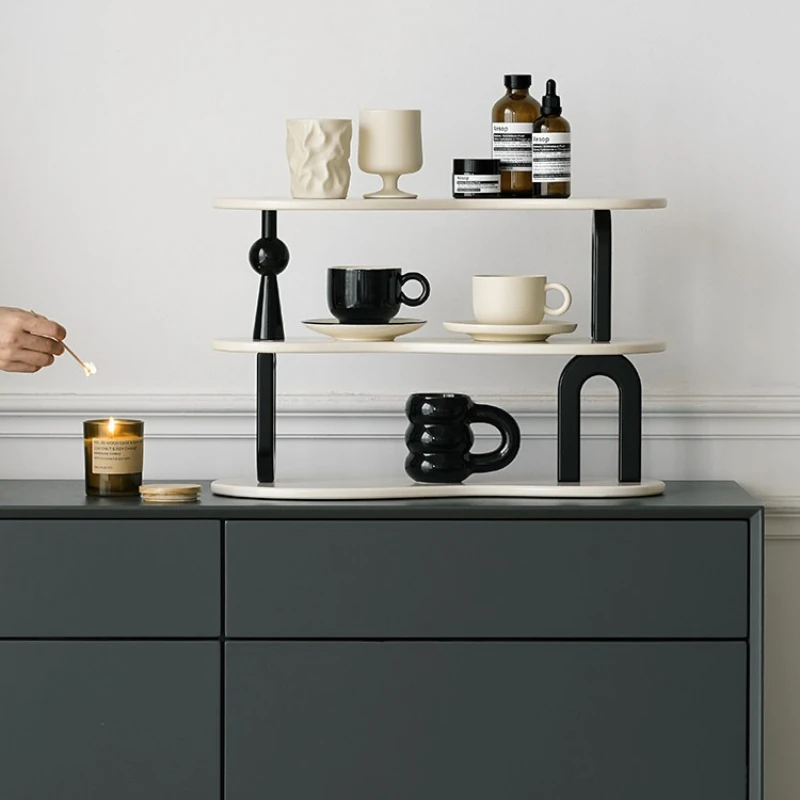 Wooden Storage Rack Desk Multilayer Shelf Organizer Thickened Cup Holder Stand for Office Kitchen Tea Coffee Mugs Display
