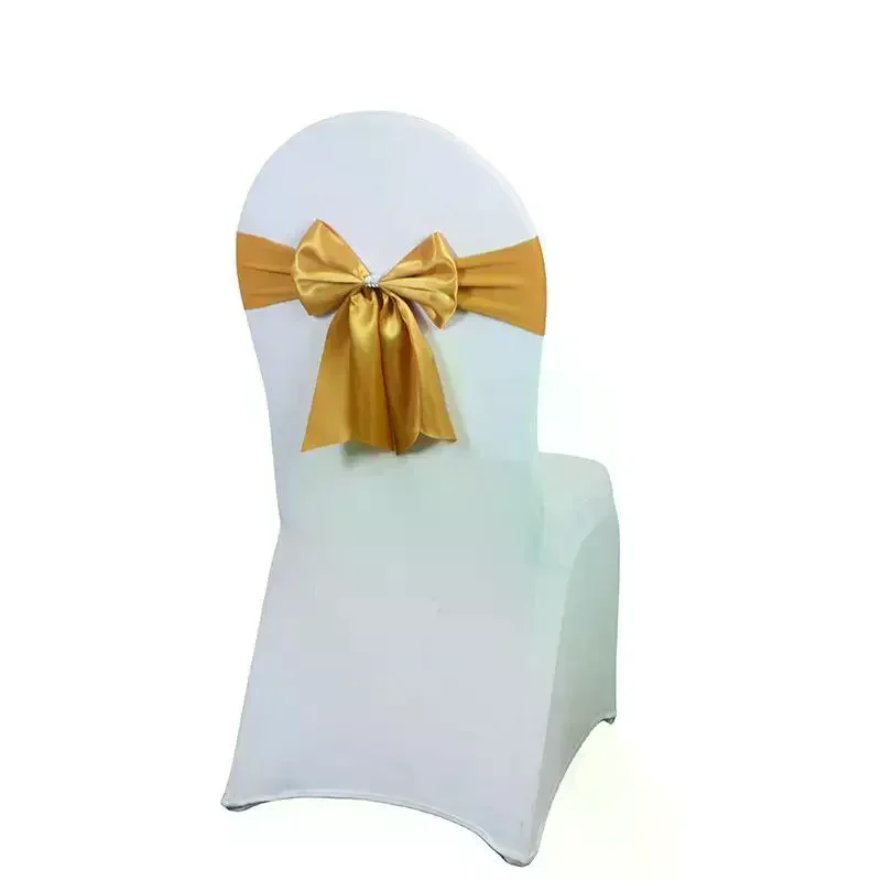 Event Decorative Chair Cover Satin Chair Bow Sash With Rhinestone Accent Easy Install For Wedding Banquet Party Events