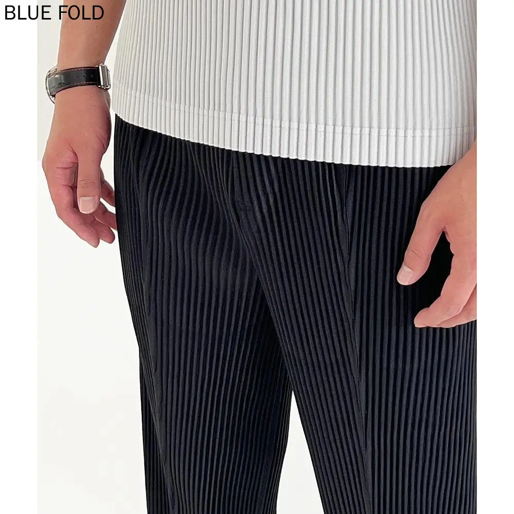 Miyake Pleated Trousers for Men, Slit Trousers, Drape, Casual, Loose, Straight, Japanese Style, PLEATS, Spring, Summer